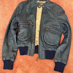 Doma Navy Leather Jacket
